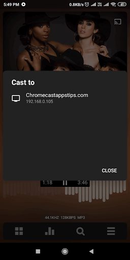 Select your Chromecast device 