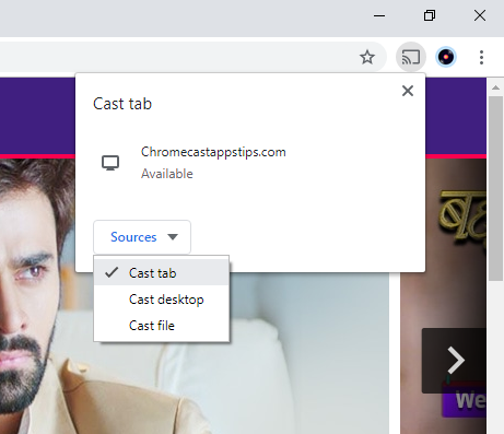 Choose the Cast tab to get Voot on Chromecast
