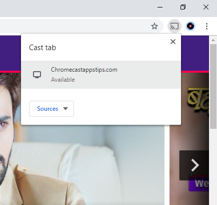 Select your device to Chromecast Voot