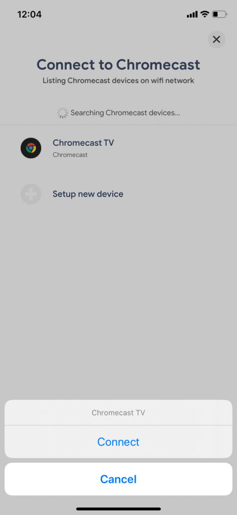 Click connect to Chromecast Zoom