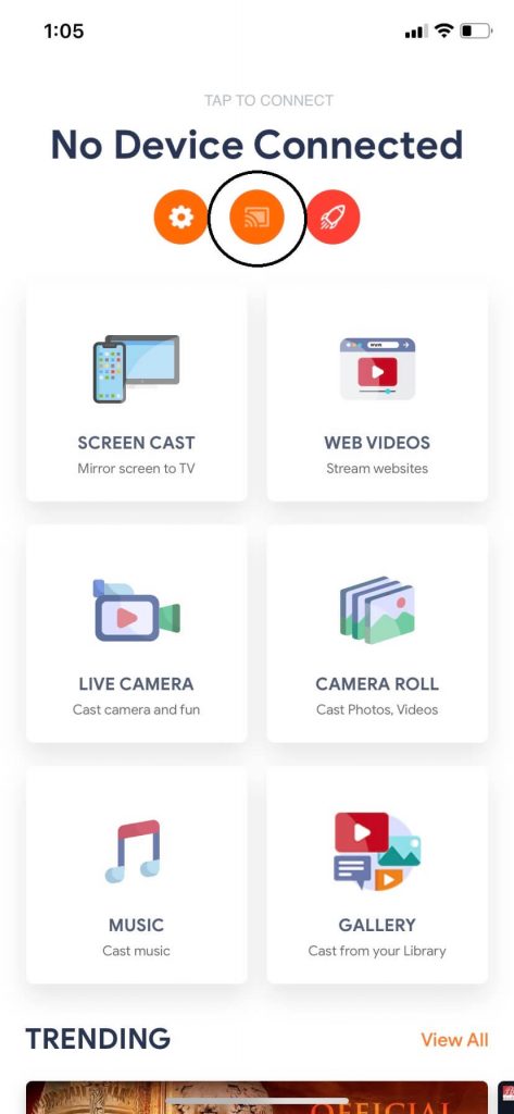 click Cast icon on the streamer for Chromecast app
