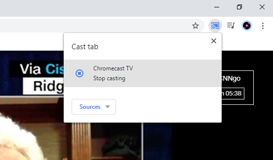 click on the stop casting button to disconnect