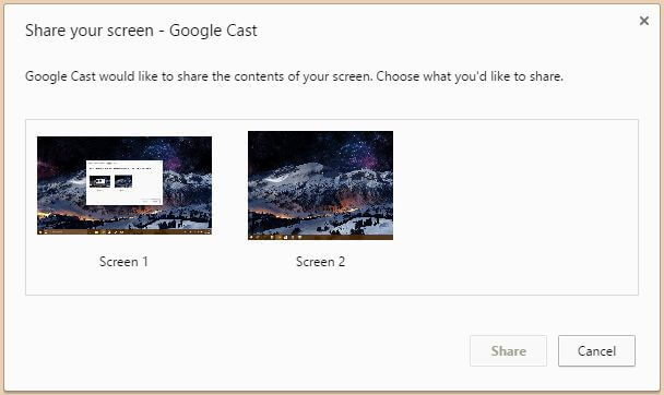 click share to use Chromecast as second monitor