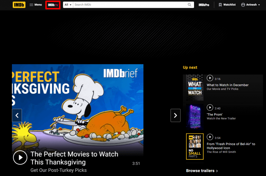 Click on the IMDb TV icon near the search bar.