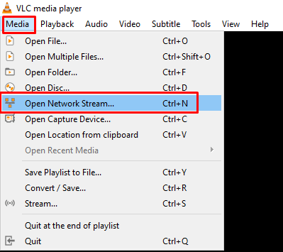 Choose Open Network Stream from the menu.
