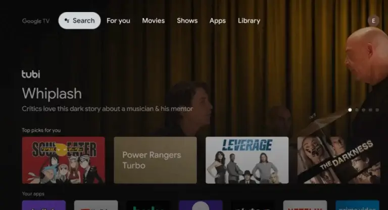 Turn on Google TV and click Search