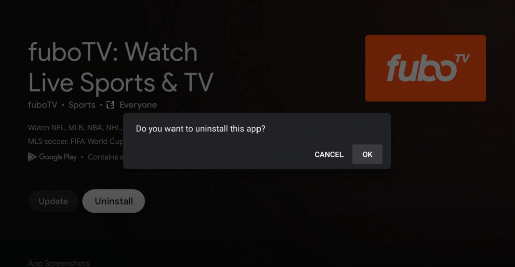 uninstall apps on Google TV