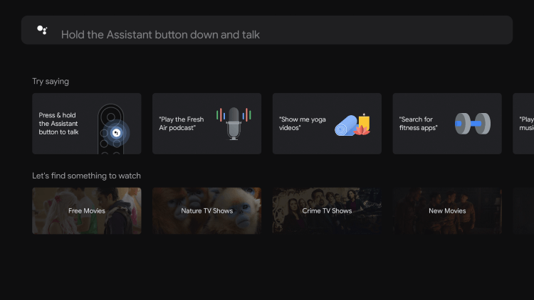 Search Menu on your Google TV