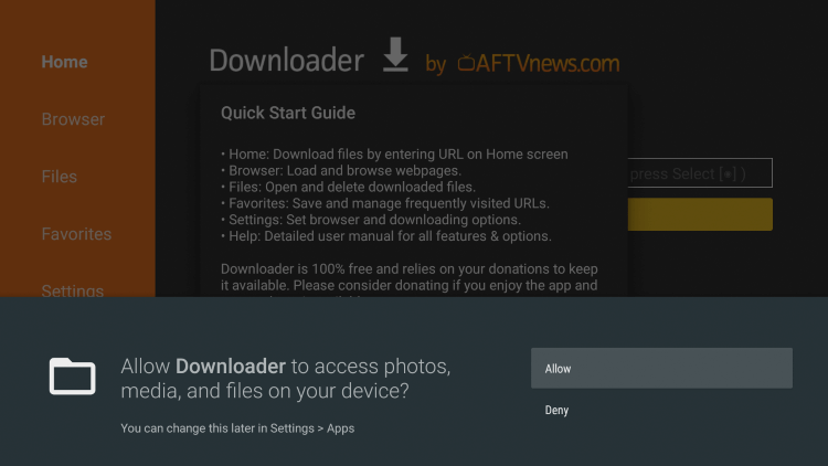 Click Allow to access 