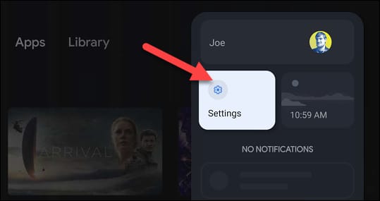 Select setting to change screen saver on Google TV