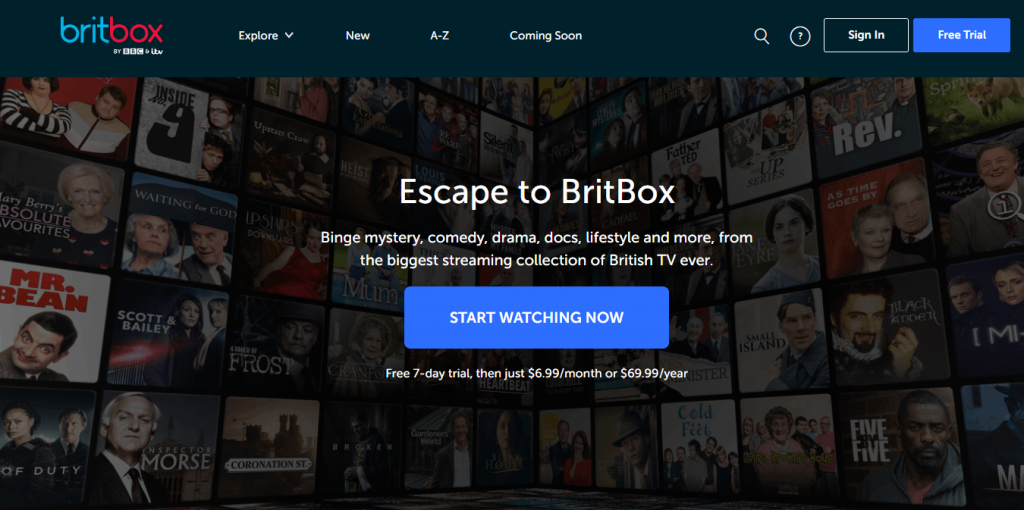 Tap Start Watching Now on Britbox