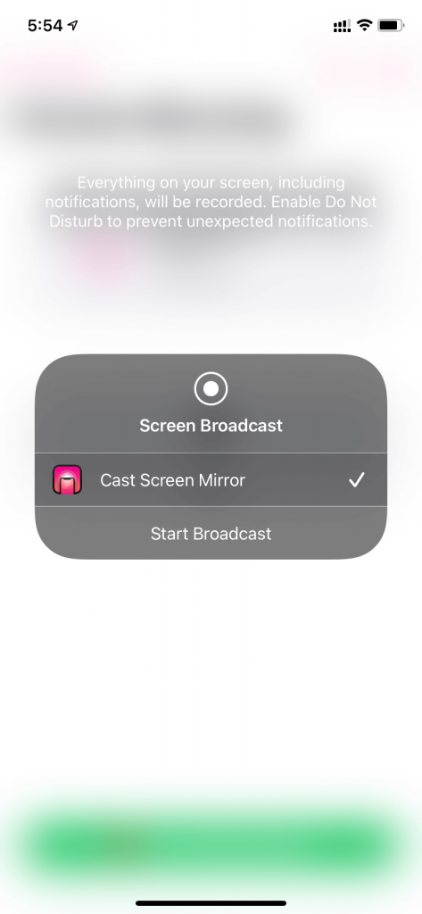 Select Start Broadcast to Chromecast Pandora