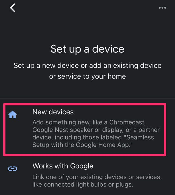 Select New devices