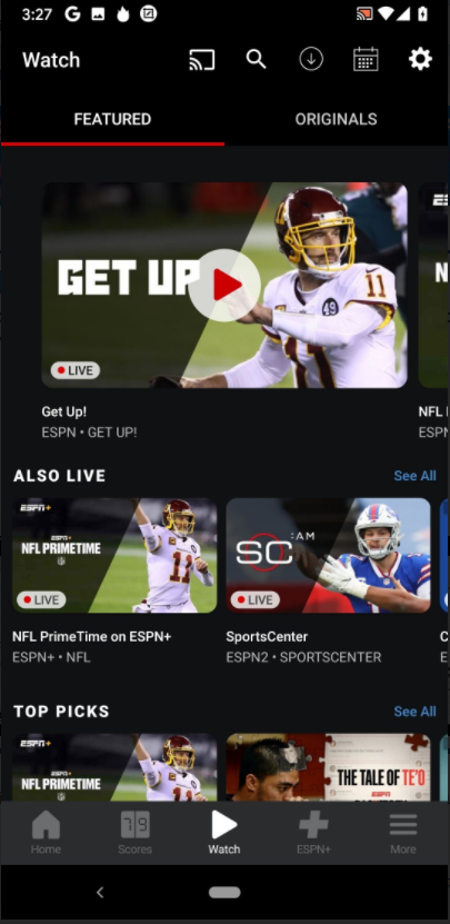 Select Cast and Chromecast ESPN