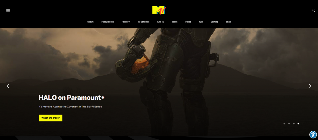 MTV home page