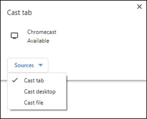Select Cast Tab to Chromecast Dropbox