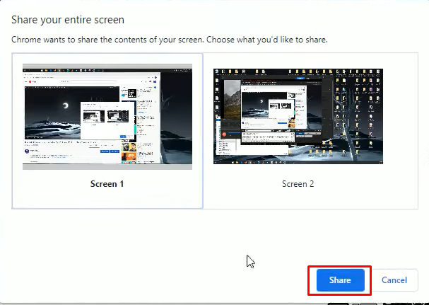 Click on Share to Chromecast PC to Android TV