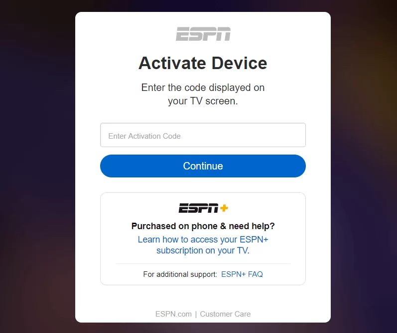 Tap Continue to activate ESPN on Google TV