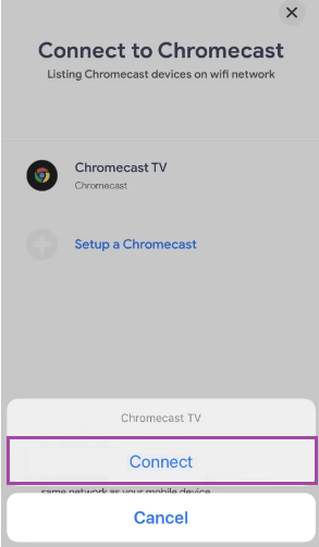 connect Chromecast.
