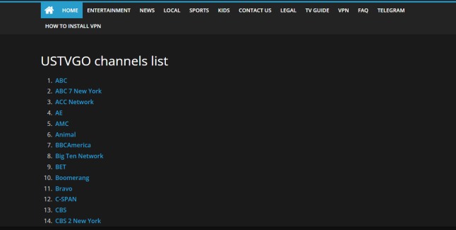 Select any USTVGO channel