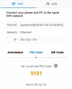 4 digit pin code - Chromecast Windows 11