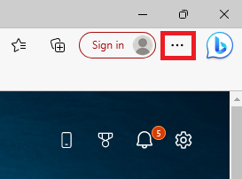 Settings and More icon on Microsoft Edge