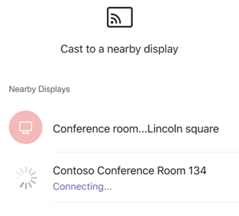 Nearby Displays list on the PowerPoint app