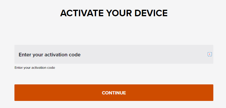 Enter the Activation code and click Continue