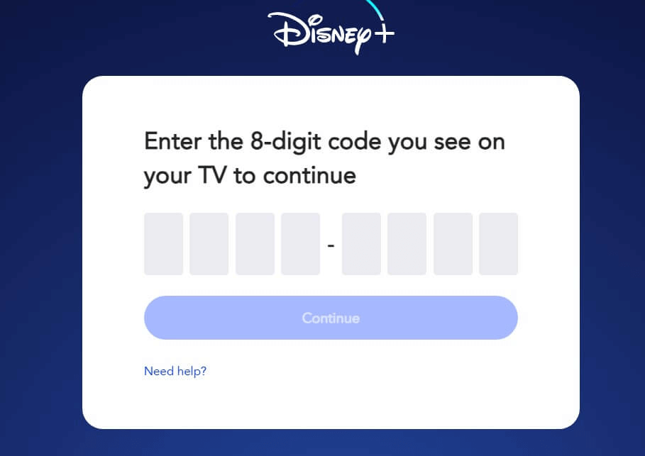 Enter the code to activate Disney Plus on Google TV